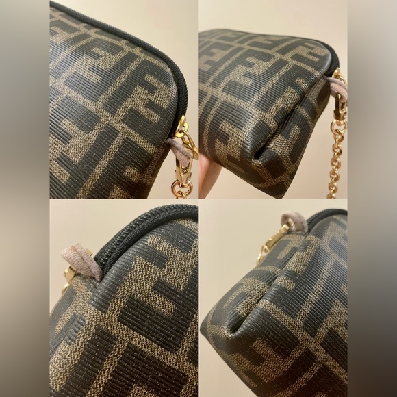 💗Auth💗FENDI Zucca Monogram Wristlet Pouch Wallet Clutch Pochette/Crossbody💫 - Picture 15 of 17